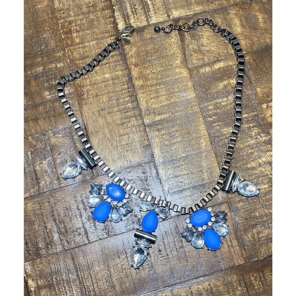 Express Y2k Blue Crystal Silver Wings Beautiful Statement Necklace - Picture 3 of 15